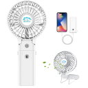 HandFan 携帯扇風機 5200mAhモバイルバッテリー ハンディファン 20dB静音 手持ち扇風機 小型 卓上扇風機 クリップ 扇風機 6枚羽根 180°り畳み式 持ち運びに便利 熱中症 暑さ対策 USB-C ケーブル付属