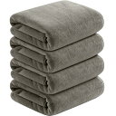 Cozyone バスタオル マイクロファイバー ふわふわ ホテル仕様 大判 60*120cm 4枚セット タオル 吸水速乾 肌触り(グレーブラウン)