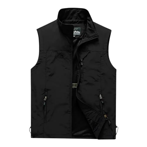 [inotenka] M-7XL メンズ ベスト アウトドア 釣り 撮影 登山 メッシュ ベスト 作業着 速乾 軽量 撥水 多機能 ノースリーブ フィッシング 春 夏 秋 (ブラック, 3XL)