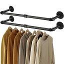 ハンガーラック アイアン 工業用パイプ衣類ラック 幅86.5cm たっぷり収納 ハンガーパイプ アンティーク調 壁取り付け式 省スペース ハンガーバー 多目的吊...