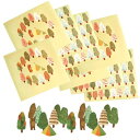 moin moin シール 森 木 北欧 水彩 絵本 イラスト 2種×4枚ずつ 合計 8枚 セット/キャンプ くま テント 鳥 アニマル ツリー ジャングル グリーン 緑 植物 大量 たくさん 2406sl314