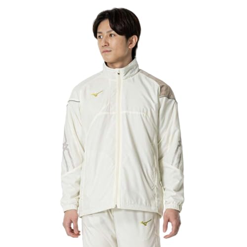 [ミズノ] トレーニングウエア MC-LINE ブレスサーモ 裏地 ウォーマー ジャケット 吸湿発熱 撥水 防風 32MEB631 オフホワイト×ゴールド