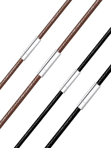 [Richsteel] ネックレス メンズ 革紐 チェーンのみ ペンダント用 ブラウン ワックスコード アレルギー対応 シンプル 防水 アクセサリー 幅2mm 60cm