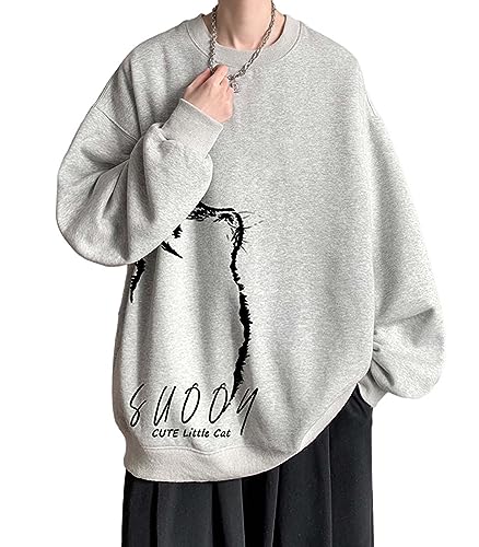 [FJLTDCP] トレーナー パーカー メンズ 長袖 プルオーバー プリント 猫 クルーネックス おしゃれトレー..