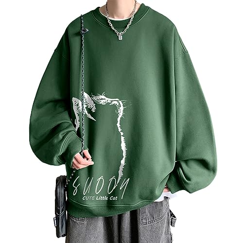 [FJLTDCP] トレーナー パーカー メンズ 長袖 プルオーバー プリント 猫 クルーネックス おしゃれトレー..