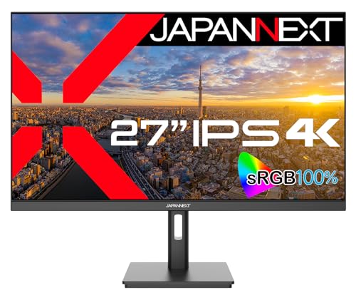 JAPANNEXT 27インチ モニター 4K UHD 3840x2160解像度 IPS ディスプレイ (HDMI/DisplayPort/スピーカー内蔵/VESA対応/ブルーライトカット) JN-IPS2709UHDR