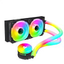 【スモールラボ】COOLMOON ホースLED 簡易水冷クーラー 240 mm CPUクーラー LED ARGB 5v 3pin LGA1700/1200/115X AMD:AM4ソケットに対応 4pin PWM ファン制御 (ブラックVer1_ダイヤ)