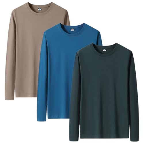 [AYISTELU] ロングスリーブ Tシャツ ロンT 長袖 3枚組 5枚組 綿100% 肉厚生地 無地 メンズ tシャツ 長袖 吸汗速乾 インナー 肌着 カジュアル 秋 冬 春 服 (JP, アルファベット, XL, ミックスカラ)