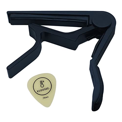 9℃ Basic Capo For Guitar ブラック/カポタスト カポ エレキ アコギ クラシックギター (カポタスト＋ピック1枚セット, GCBK, 1, Basic Guitar Capo)