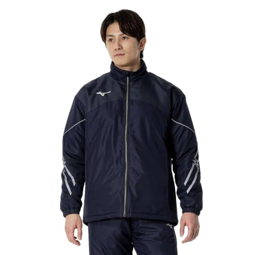 [ミズノ] トレーニングウエア MC-LINE ブレスサーモ 中綿 ウォーマー ジャケット 吸湿発熱 撥水 防風 32MEB630 ディープネイビー×シルバー