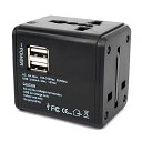 海外 旅行 変換プラグ (A・O・BF・C) 2USBポート付 コンセント 100-240V 2.0A 世界中200ケ以上の国通用