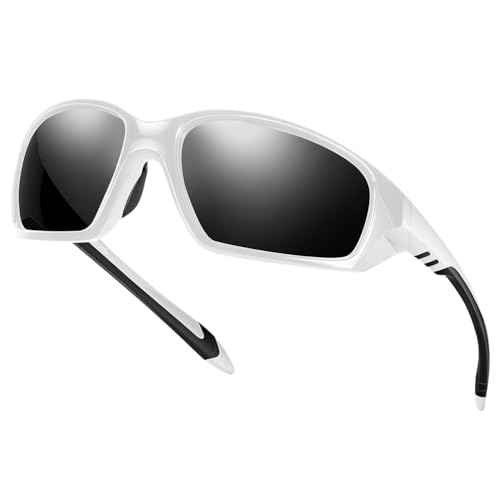 [Laza-Vally] スポーツサングラス 偏光サングラス UV400保護 TR90 運転／自転車／釣り／野球／スキー／ランニング／ゴルフ用 「ホワイト」