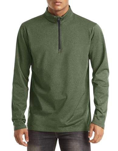 [MAGCOMSEN] ジムウェア メンズ ワークマン パーカー 軽量 ジップアップトレーナー 裏起毛 ゴルフウェア クルーネック アーミーグリーン 秋 XL