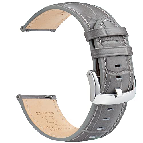 [OTTOODY] 時計バンド 時計ベルト18mm 20mm 21mm 22mm ワニ革模様 エレガント 本革腕時計バンド 交換ベルト クイックリリース 工具は不要です メンズ レディース 時計とスマートウォッチ用