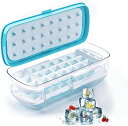 Smalody 製氷皿 四角氷 シリコン製氷機製氷ケースアイスキューブ 氷トレー ふた付き 小分け ソフト取り出しやすい 冷凍保存 耐久性 家庭用 ブルー