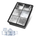 Phyxiul 製氷皿 食品級シリコン製 製氷器 四角型5cm キッチン 飲食店 家庭用 氷作る容器 取出し簡単 蓋付き (6格)