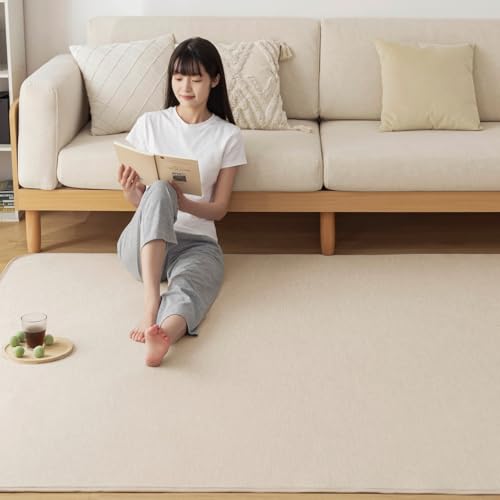 Softime カーペット 夏用ラグマット ラグ 接触冷感 滑り止め付き 地毯 ひんやり 洗える 冷感ラグ 防菌防臭 吸湿速乾 軽量 185×185cm (約2畳） ベージュ
