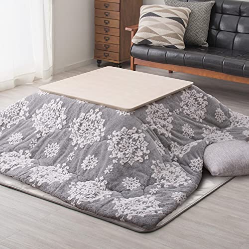 萩原 こたつ布団 グレー 約190×240cm 「シュシュ」 雪 結晶 ダマスク柄 北欧 姫系