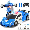 Carox ラジコンカー 子供向け LED付き ロボット 変形 2 in 1 デモモード 360°回転 2.4Ghz バッテリー2本 合計操作時間60分 おもち...