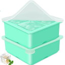 SYOUGO シリコン 製氷皿 製氷器 5cm四角氷 大きい氷 4穴 2個セット 半透明蓋付き 氷機製氷ケース アイスキューブ 氷トレー 取り出しやすい 冷凍保存 耐久性 多用途 DIY 小型製氷機 家庭用 青い