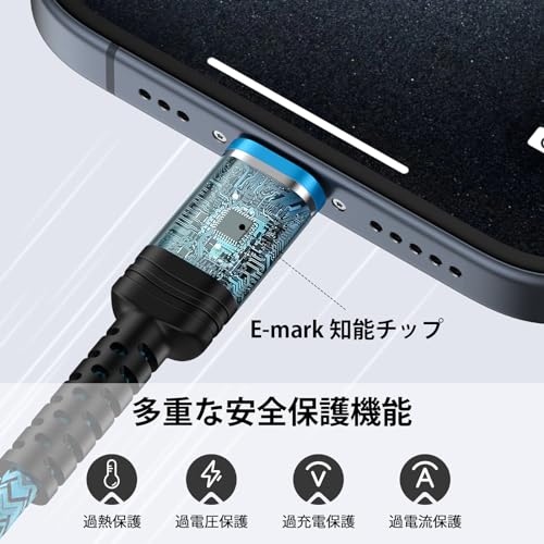 ANNIBER USB Type C ケーブル 3A急速充電 iphone16 携帯充電ケーブル QC3.0/2.0対応 【0.9m+1.8m/2本セット】ナイロン編み 充電コード タイプc 高速データ転送 アンドロイド タイプc 充電器ケーブル iPhone15/