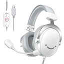 FIFINE ゲーミングヘッドセット 7.1サラウンドサウンド 有線 3.5mm/USB接続 50mmドライバー 脱着式全指向性マイク付き PC/スマホ/Nintendo Switch/PS4/PS5に対応 音量調節可能 密閉型 ゲーム 配信 実況 白