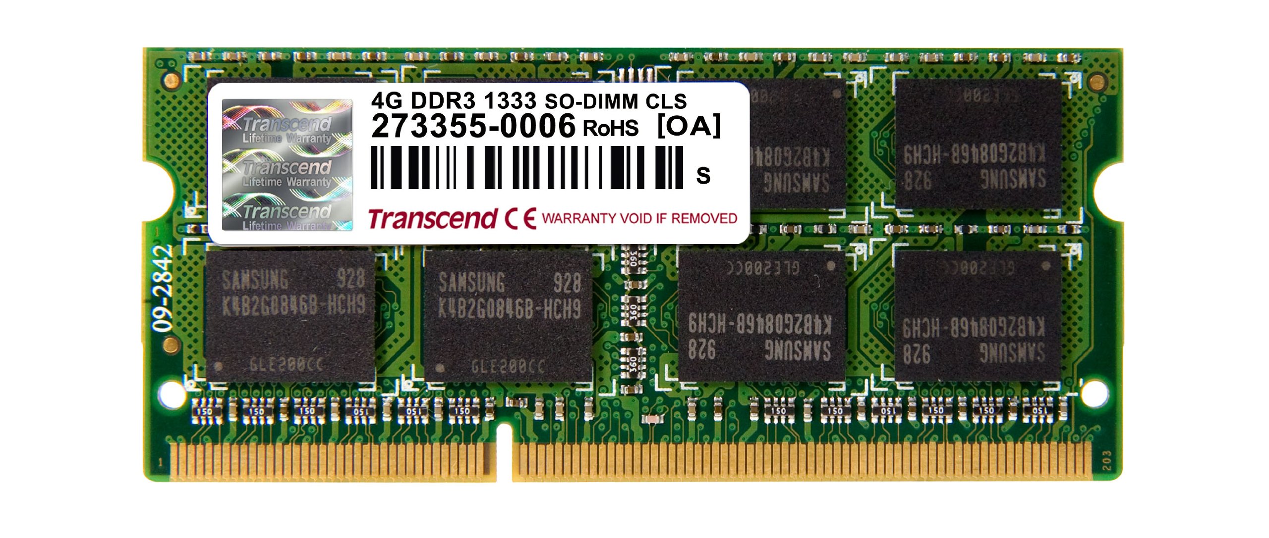 Transcend ノートPC用メモリ PC3-10600 DDR3 1333 4GB 1.5V 204pin SO-DIMM TS512MSK64V3N