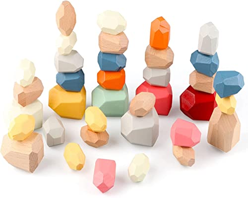 enne. 積み木 知育玩具 ブロック 36個 38個 セット 木製 モンテッソーリ おもちゃ バランス 指先 トレーニング (Multi)