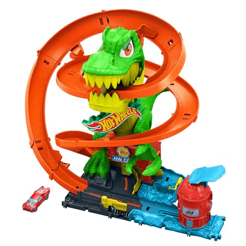 ホットウィール(Hot Wheels) T-レックス バトルプレイセット ミニカー1台付 乗り物おもちゃ プレイセット 4歳から オレンジ JBM73