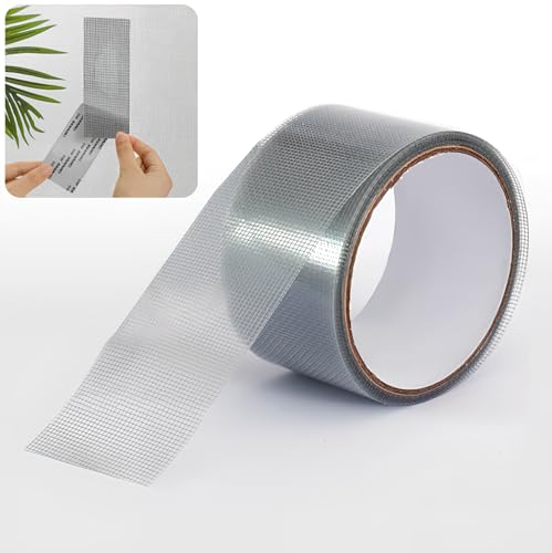 網戸補修テープ (グレー) 網戸 補修 自由裁断 網戸補修シート 防水 あみど網張り替えセット 粘着力バツグン メッシュテープ 網戸 目隠しシート 虫の侵入を防ぐ ブラック 耐久性 DIY 簡単取り