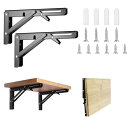 KOCOMART 棚受け 折りたたみ 棚受け金具 25cm l字金具 L字型ブラケット棚支え 耐荷重100kg 2本セット(ブラック)