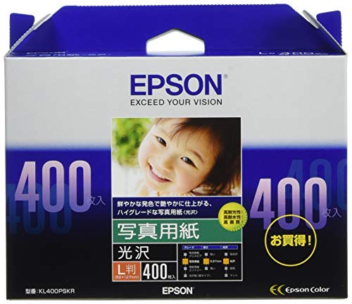 エプソン コピー用紙 写真用紙 光沢 400枚 L判 KL400PSKR [並行輸入品]