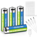 充電式 単3形 電池 単三 乾電池 充電池 1.5V 高容量 2800mWh 約1500回 保護回路付き エコ AA電池 TYPE-C充電ケーブル 収納ケース付き (単三形 4本セット)