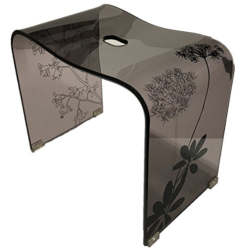 ンコー サリナ 2 バスチェア 風呂いす 高さ約 35cm ブラウン 透明 クリア 地にプランツ柄 メタクリル樹脂 モダン 60436