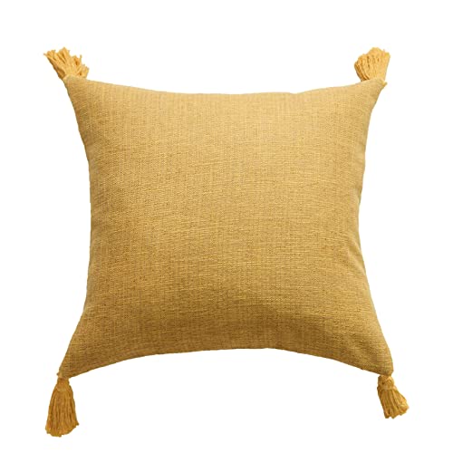 Confis 2枚セット クッションカバー 北欧風 45×45cm フリンジ付き イエロー Confis 2枚セット クッションカバー 北欧風 45×45cm フリンジ付き イエロー