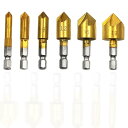 LeTradeJP 皿取り錐ドリル ビット 6~19mm 六角軸 HSS鋼 穴あけ工具下穴錐 座ぐり チタンコーティング 5枚刃 6本セット