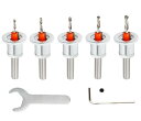 Wolfride 皿穴ドリルビット 皿取り錐ドリル ビット 5本セット HSS 面取り 木工用ドリル 8mm丸軸 皿穴ネジ 調整可能 穴あけ ドリル 高速度鋼製 下穴錐テーパー DIY工具 レンチ付き