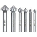 KIMLONTON 6本セット 面取りビット カウンターシンク 皿取り錐ドリル 座ぐりビット HSS 丸軸 三刃90° ドリル用面取り カッター 6.3mm 8.3mm 10.4mm 12.4mm 16.5mm 20.5mm
