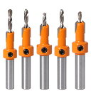 皿取錐 2.8-4mm 5本セット 皿穴ドリルビット 面取り 木工用 穴あけ ドリル セルフテーピングドリルビット 木工ツール 六角レンチ付き