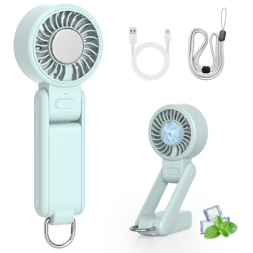【2025年発売新モデルハンディファン・180°無段階調節】ハンディファン 冷却 ハンディ扇風機 冷却プレート 4WAY(卓上·手持ち·首掛け·カラビナ付き) 小型 携帯扇風機 冷感 手持ち扇風機 爆風