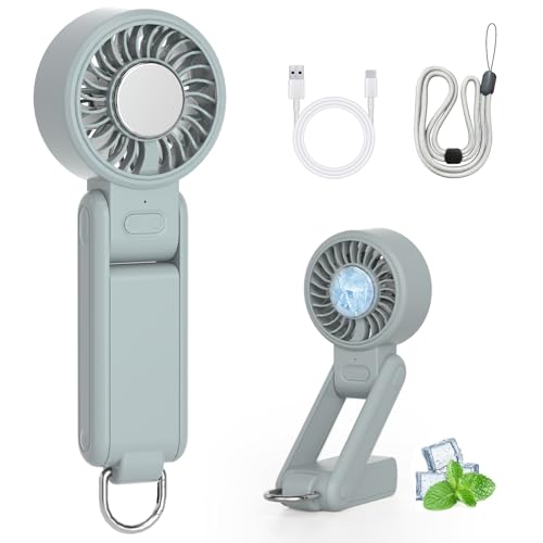 【2025年発売新モデルハンディファン・180°無段階調節】ハンディファン 冷却 ハンディ扇風機 冷却プレート 4WAY(卓上·手持ち·首掛け·カラビナ付き) 小型 携帯扇風機 冷感 手持ち扇風機 爆風
