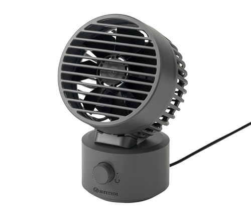 リズム(RHYTHM) 卓上扇風機 [国内メーカー] 静音 小型 USB給電式 自動首振り 強力 弱でも涼しい DCモーター 2重反転ファン デスクファン お手入れ簡単 Silky Wind Mini ダークグレー 9ZF038RH82