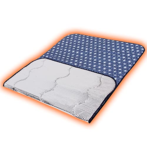 アストロ 断熱シート レジャーシート 72×120cm 約1~2人用 ネイビー 麻の葉柄 厚手 アルミシート 3層構..