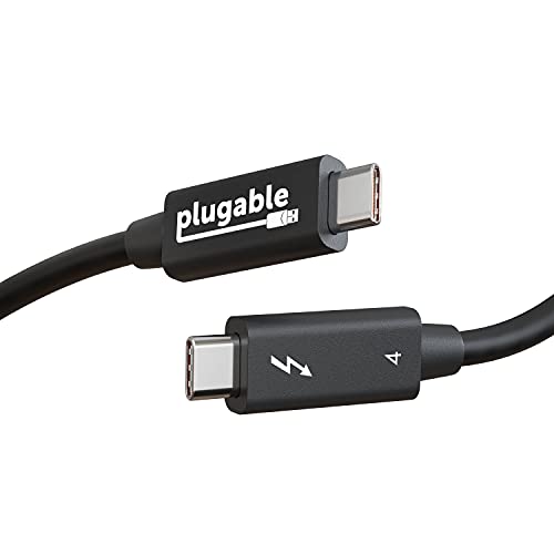 Plugable Thunderbolt 4 ケーブル 40Gpbs 100W (20V5A) 充電対応 1m [Thunderbolt 認証] 4K モニターx2 USB4 Thunderbolt 3 USB-C 互換(2)