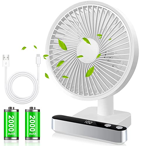 卓上扇風機 首振り 静音 小型 usb 充電式 強力 4000mAh大容量 風量4段階調節 電池残量表示 5枚羽根 省エネ ミニ コンパクト オフィス アウトドア 暑さ対策 (ホワイト)