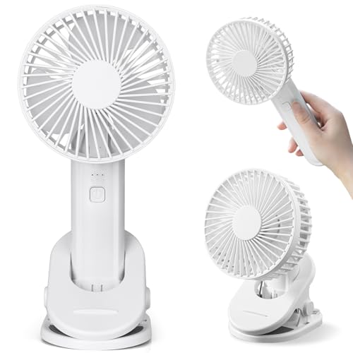 【2025革新型 -強力送風】 ハンディファン ホワイト 携帯扇風機 静音 4WAY (手持ち/卓上/壁掛け/クリップ) 5000mAh大容量 3段階風量調整 USB充電式 Type-C 対応 小型 ミニファン 花火大会/オフィス/ア