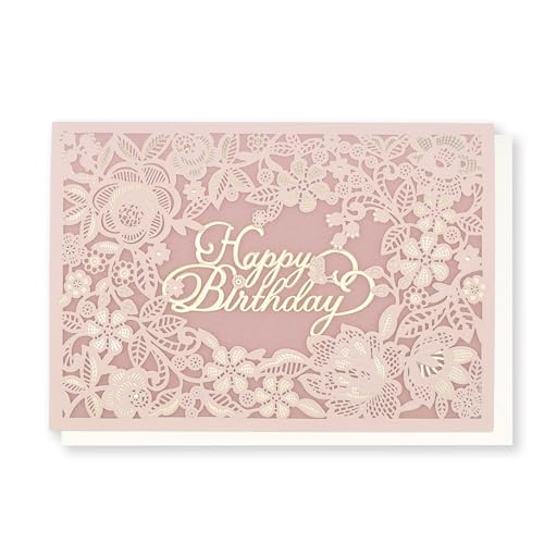 【 バースデー カード 花 フラワー レース ピンク 女性 】 リーフ ワーク カンパニー グリーティング 誕生日 大人向け ハンドメイド 手作り 封筒付き セ...