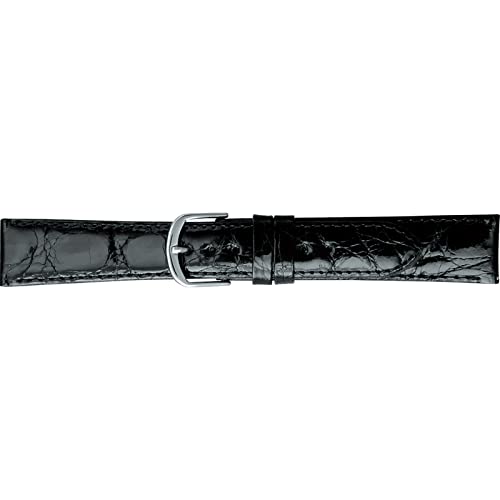 BAMBI(バンビ) 時計 バンド ワニ皮(カイマン・シャイニング) 抗菌防臭加工 撥水 17mm ブラック 美錠 シルバー BWB129AO BAMBI(バンビ) 時計 バンド ワニ皮(カイマン・シャイニング) 抗菌防臭加工 撥水 17mm ブラック 美錠 シルバー BWB129AO