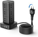 延長コード 5m 電源タップ タワー NTONPOWER コンセント USB付き 12個AC口 2USB-Aと2USB-Cポート 180°スイングプラグ PSE認証済 雷ガード保護機能と過負荷保護 壁掛け用穴と滑り止めマットを装備 リビ(2)