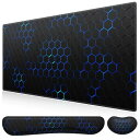 iCasso マウスパッド リストレスト3点セット 90x40cm 大型 ゲーミングマウスパッド 低反発 キーボード用+マウス用 手首クッション 長さ45+14...